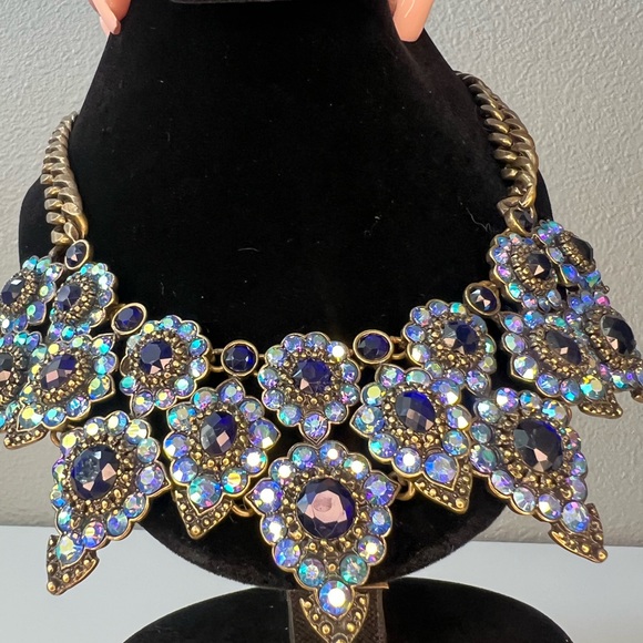 VTG  Joan Rivers Blue Rhinestone Bib Necklace - Picture 4 of 7